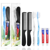 30 Pack Disposable Toothbrushes with Toothpaste and Comb for Homeless Individually Wrapped,10g Travel Toothpaste,7inch Black Hai