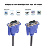 ENUODA Blue VGA Cable 15 Pin Male to Male Plug Computer Monitor Cable Wire Cord