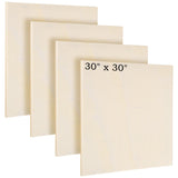 Aodaer 4 Pack Wood Panels 30 x 30 Inch Wooden Panels Canvas Unfinished Craft Wood Boards Panel for Art Crafts Acrylic and Oil Pa