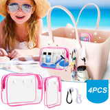 Everfunny 3 Packs Clear Bogg Beach Tote Bag with 2 Pack Insert Hooks Accessories for Bogg Bags Travel Makeup Clean Toiletry Brus