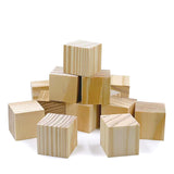 Wooden Blocks for Crafts, Unfinished Wood Cubes, 1.5 Inch Natural Wood Blocks, Pack of 15 Wood Square Blocks, Wooden Cubes for A