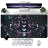 Celestial Moon Phases Mouse Pad Large Purple Desk Mat Forest Extended Gaming Mousepad Violet Teal Desk Pad XXL 31.5 x 15.7 in La