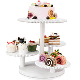 Skylety 4 Tier Round Cupcake Tower Stand Beaded Wood Cake Stand with Tiered Tray for 50 Cupcakes Cake Display Dessert Tiered Ser