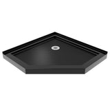 DreamLine SlimLine 38 in. D x 38 in. W x 2 3/4 in. H Corner Drain Neo-Angle Shower Base in Black, DLT-2038380-88