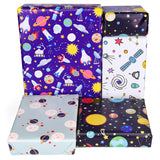 PLULON 6 Sheets Gift Wrapping Paper Birthday, Boys Outer Space Design Wrapping Paper for Kids Present Birthday Party and Baby Sh