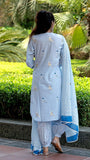Gosriki Women'S Rayon Blend Hand Block Printed Straight Kurta With Pant & Dupatta (Ragsri Ice Blue-Gs_L_Blue_Large),Blue,,B0D7SLP2ND