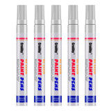 White Paint Markers, 5 Pack Oil-Based Waterproof Quick Dry and Permanent Paint Pen Set for Rocks Painting, Wood, Plastic, Canvas