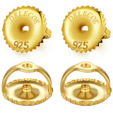 DELECOE 2 Pairs Gold Screw Earring Backs Fit for Threaded Post .032/20 Gauge, 14K Gold Plated Sterling Silver Screw on Ear Backs