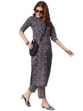 Gosriki Women'S Cotton Blend Traditional Straight Printed Kurta With Pant Set (Janar Dark Blue-Jan42-Gs_Xxl_Dark Blue_Xx-Large),Dark Blue,2,B0BXLT2QZQ
