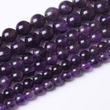 45PCS 8MM Beads Natural Amethyst Stone Round Loose Beads Gemstones for Jewelry Making DIY 15Inches