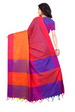 Leriya Fashion Womens Cotton Silk Saree (Free Size) (Dark Orange)
