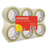 Universal 63120 GeneralPurpose Acrylic Box Sealing Tape, 48mm x 100m, 3Inch Core, Clear, 6/Pack