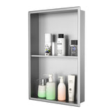 Bernkot Stainless Steel Shower Niche 14 24 Brushed No Tiled Needed Niche Shower for Bathroom Wall Recessed Shower Shelf for Sto