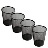 YumyBom Mesh Pencil Holder Metal Cup 4 inch Pen Organizer Black Packs