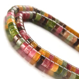 Tashidelek 1 Strand Natural Stone 3 * 6MM Gemstone Tube Rondell Spacer Loose Stone Beads (105-110PCS) Tourmaline