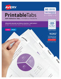 Avery Printable SelfAdhesive Plastic Tabs, 13/4, Repositionable Adhesive, White, Pack of 80 (16282)