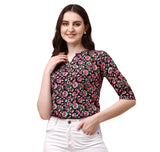 Wedani Women'S Casual Puff Sleeves V Neck Foral Top (X-Large Navy),Navy,XL