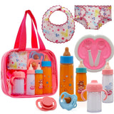 Baby Doll Accessories Magic Bottle Set - 11 Pieces Doll Feeding Pretend Playset with Disappearing Milk & Juice Bottles, Pacifier
