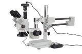 AmScope 7X-90X Simul-Focal Stereo Zoom Microscope on Boom Stand with an LED Light and 10MP Camera