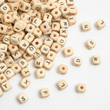 Luyoaozy 520pcs 10mm Wooden Letter Beads with Initial A-Z Square Alphabet Wood Beads Natural Cube Bulk for Jewelry Bracelet Maki