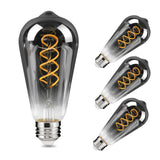 Decoaui E26 ST64 Vintage Edison Light Bulbs, Smoky Grey Coated Glass, Dimmable, 4W(20W Equivalent) 200 Lumin, 2700K Soft White, 