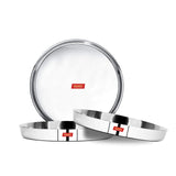 Sumeet 22 Gauge Stainless Steel Traditional Dinner Plate/Thali 28.5Cm (2Ltr) set of 3pc
