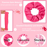 Satin Scrunchies Set of 12 - Elastic Silk Bubble for Girls, Pink Hair Accessories and Valentine's Day Gifts