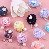 Frinnovan, 20 Pack Rhinestone Rose Flower Shaped Beads with Tassel for Beadable Pens Crystal Bowknot Loose Large Spacer Bead DIY
