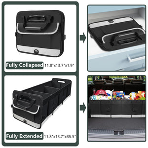 AOPHY Trunk Organizer for Car, 95L Large Capacity Storage with Non-Slip Bottom Strips and 2 Retractable Straps, Cargo Organizer