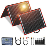 DOKIO 150W Portable Foldable Solar Panel Kit (20x21in, 7.3lb), with Separate Controller and Dual USB, Monocrystalline Charger fo