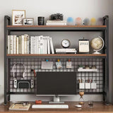 SJPVPYB Desk Shelf Organizer, 2 Tier Office Shelves, Computer Monitor Desktop Display Rack with DIY Grid Boards for Office, Dorm
