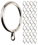 Meriville 28 pcs Satin Nickel 2Inch Inner Diameter Metal Curtain Rings with Eyelets