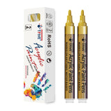 TFIVE Gold Paint Marker Pens - 2 Pack Acrylic Permanent Marker, 2-3mm Medium Tip, Paint Pen for Art Projects, Drawing, Rock Pain
