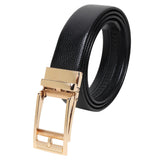 Zacharias MenS Artificial Leather 35 Mm Autolock Golden Buckle Belt (Ab08_Black_48) (Pack Of 1)