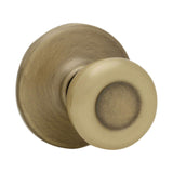 Kwikset Tylo Interior Passage Door Knob, Handle For Closet and Hallway Doors, NonLocking Doorknob in Antique Brass, with Microb