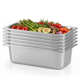DynaLiving Steam Table Pan 1/3 Size Pans 4 Inch Deep 6 Pack Hotel Pans