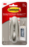 Command Large Designer Hook, Holds up to 5 lb, 1 Wall Hook with 2 Command Strips, Brushed Nickel Color, Damage Free Hanging Hook