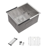 Dcolora 21 Inch Undermount Laundry Sink Stainless Steel Utility Sinks 12 Deep with X Grooves 16 Gauge Single Bowl Laundry Room S