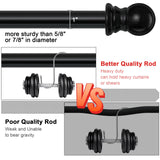 1 Inch Black Curtain Rods for windows, Heavy Duty Adjustable Splicing Single Curtain Rod with Brackets (30-144)