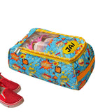Gb Kids Shoe Bag Quilted Fabric With Comic Print Design, Name Tag Patch, Rectangular Shape, 34X15X15 Cm Size, Carry Handle