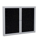 Ghent 2 Door Enclosed Recycled Rubber Bulletin Board, 60W x36H, Tan Speckled w/Silver Frame