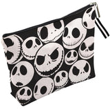 WLWLGLUCK Jack Skellington Portable Makeup Bag, Before Xmas Nightmare Themed Cosmetic Bag, Jack Skellington Travel Pouch- Cotton