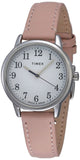 Timex Women's Easy Reader 30mm Watch - Silver-Tone Case White Dial with Blush Leather Strap