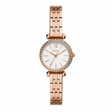 Fossil Women Tillie Mini White Dial Rosegold Band Quartz Stainless Steel Analog Watch Bq3502