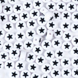 Yiizzxin 200pcs Round White Black Acrylic Star Beads for Bracelets,4x7mm Flat Beads for Jewelry Making DIY Necklaces Key Chains 
