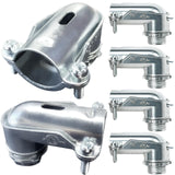 Tewloss 6 PCS 90 Squeeze Connectors AC/MC/Flex 3/8 90 Degree Elbow Cable Connector, Flexible Metal Conduit Fitting 3/8 Inch, Zin