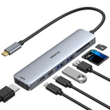 MOKiN USB C Hub HDMI Adapter for MacBook Pro/Air, 7 in 1 USB C Dongle with HDMI, SD/TF Card Reader, USB C Data Port,100W PD, and