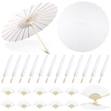SilTriangle 24 Pcs 16/24/72/100 Pcs Wedding Paper Parasol Umbrella with Fans, Bamboo Parasol for Bridal Shower Garden Party Deco