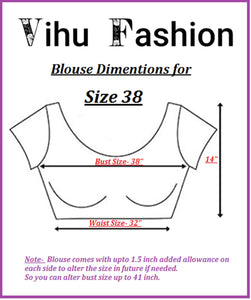 Vihu Fashion Women'S Phantom Silk Short Sleeves Readymade Saree Blouse Red 38