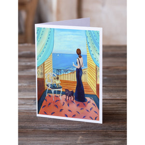 Lady With Her Pug Greeting Cards And Envelopes Pack Of 8